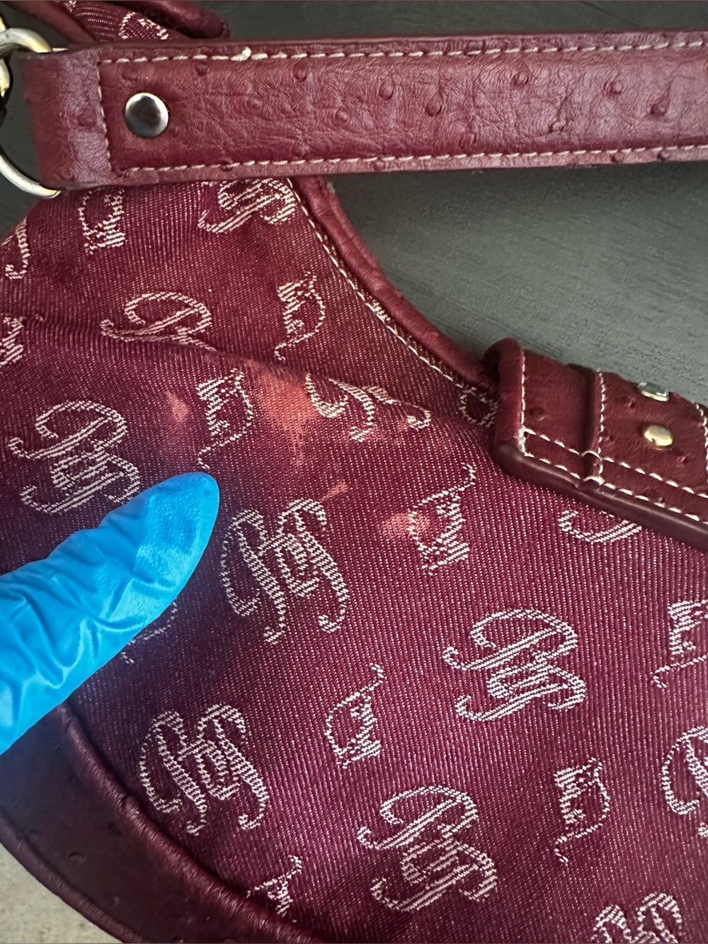 Y2K•Baby Phat Signature Ostrich Embossed Faux Leather Hobo Shoulder Bag. - Picture 8 of 15